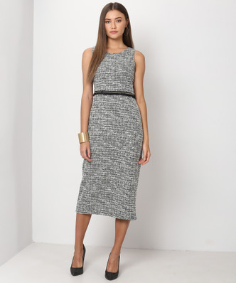 Grey Knee Length Bodycon Dress